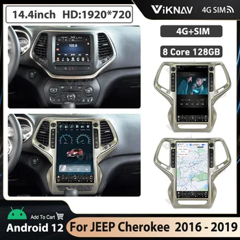 14,4-дюймовый автомобильный радиоприемник с сенсорным экраном для JEEP Cherokee 2014-2020 Android 11, слуховой аппарат GPS Авторадио Мультимедийный Видеоплеер