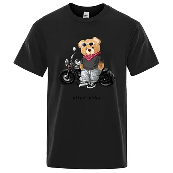 Новая мужская футболка с принтом Медведя-локомотива, повседневная одежда унисекс с коротким рукавом, футболка для отдыха большого размера, высококачественная уличная одежда
