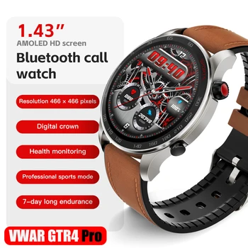 Смарт-часы GTR4 PRO AMOLED дисплей Bluetooth Вызов Фитнес-часы пульсометр SpO2 Умные часы мужские для Xiaomi iPhone