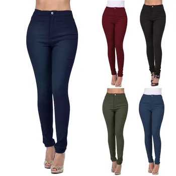 Женские облегающие джинсы с высокой талией, модные джинсы прямого кроя, маленькие женские брюки с завышенной талией, повседневные женские брюки