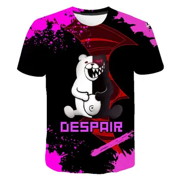 Повседневная уличная одежда Для мужчин и женщин, летняя футболка Danganrobpa, футболка с 3D принтом для уличных детей, забавная футболка с рисунком аниме, Черные футболки