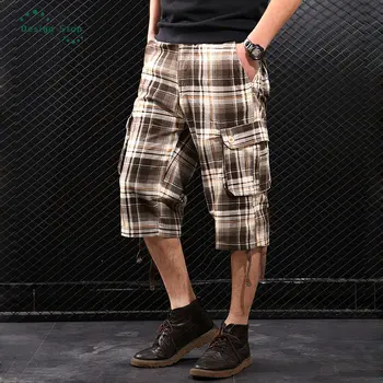 Стильные летние хлопковые шорты-карго Мужские камуфляжные повседневные шорты в клетку с карманами армейские шорты большого размера