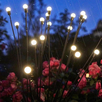 Красочные солнечные светодиодные светлячки Без проводки, водонепроницаемые фонари для газона, украшения сада