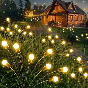 Светодиодный Солнечный фейерверк Firefly Light Украшение сада на открытом воздухе Ландшафтные огни Газонные лампы с питанием от солнечного света Праздничная Рождественская лампа
