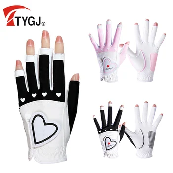 TTYGJ Женские перчатки для гольфа с открытыми пальцами, ладони с противоскользящими частицами, Левая и правая руки, Дышащая спортивная велосипедная женская одежда для гольфа