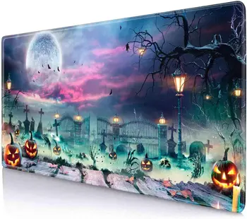 Игровой Коврик Для Мыши Halloween Carnival Extended XXL Spooky Night с Нескользящим Покрытием для Настольного Ноутбука Office 35 