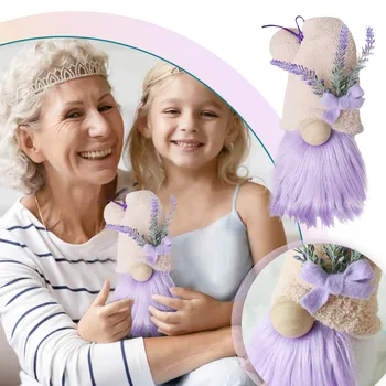 Лавандовые гномы, украшения для дома, фиолетовый Весенне-летний многоуровневый поднос, плюшевый декор, подарок в виде гнома для женщин, друга семьи, коллеги