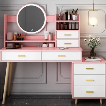 Светильники Европейский Органайзер Туалетный Столик Розовый Классический Туалетный столик для Девочки Роскошная Мебель для спальни в Скандинавском стиле Tocador Maquillaje