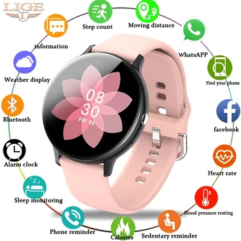 LIGE Woman Bluetooth Телефон Смарт-часы Женские Водонепроницаемые Спортивные Часы для фитнеса, трекер здоровья, 2021 Новый музыкальный плеер, умные часы для мужчин