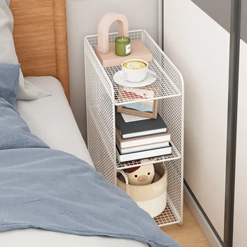 Прикроватный столик Iron Art со сверхузким швом Прикроватный шкафчик для съемной комнаты, стеллаж для хранения в спальне Mini Simple Edge