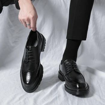 Высококачественная деловая официальная кожаная обувь, мужские повседневные модельные туфли, классические итальянские официальные оксфорды, мужские офисные туфли 38-46