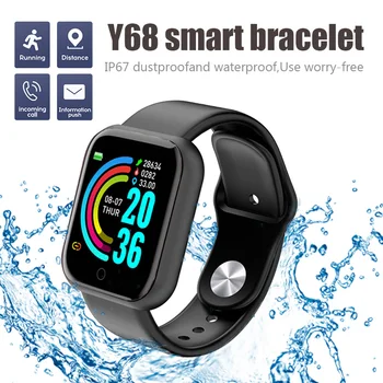 Y68 Смарт-Часы Мужские Женские С Полным Сенсорным Экраном Спортивные Фитнес-Часы Мужские IP67 Водонепроницаемые Bluetooth для Android IOS Smartwatch Мужские