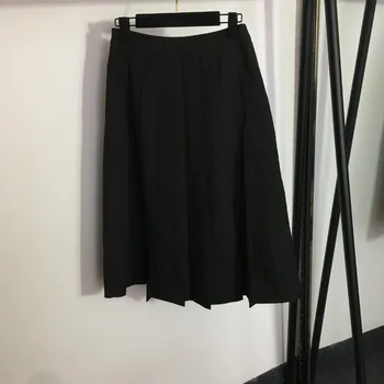 2023 Новая мода, универсальная кожаная пряжка, плиссированное платье средней длины с высокой талией для женщин, Хаки, черный, SML