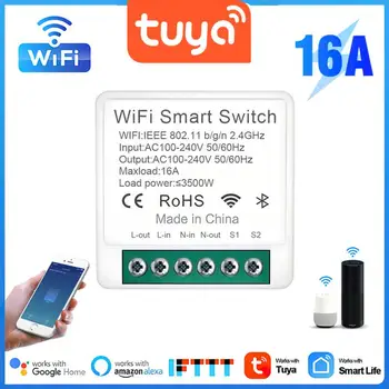 Tuya Hogar Inteligente16A MINI Wireless Smart Switch Timer 2-полосное Управление Работой С Alexa Google Home Kits De Automação Domotica