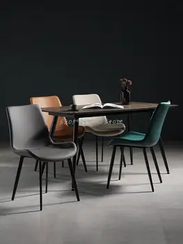 Обеденный стул Nordic Light Класса Люкс, столы и стулья для обеденного ресторана, Современный кожаный стул с простой спинкой, Сетчатый Красный кофейный стул
