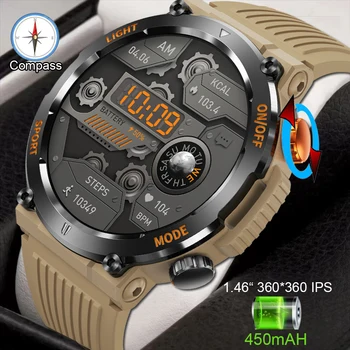 2023 Новые мужские часы-компас, уличные смарт-часы, спортивные часы для фитнеса, водонепроницаемые мужские смарт-часы IP67, Bluetooth-звонок для Huawei