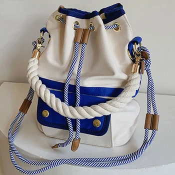 Женская сумка, модная сумка через плечо, Японская сумка-мешок на шнурке, холщовая женская сумочка, сумка-мессенджер, Повседневная упаковка 2023 года, Ретро