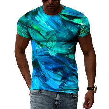 Новая мужская футболка с 3D Граффити в стиле Хип-хоп Harajuku и принтом Летняя Модная Повседневная Уличная Тенденция, Индивидуальный Стиль, Футболки Оверсайз, Топы