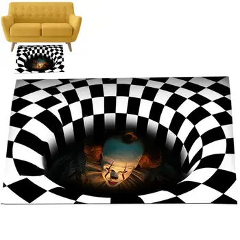 Визуальный ковер-ловушка для клоуна ужасов 3D, крышка канализационного люка, коврик для клоуна, коврик для пола в гостиной, спальне, ковер на Хэллоуин, декор для дома
