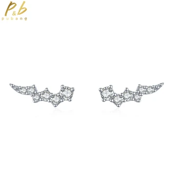 PuBang Fine Jewelry, твердое серебро 925 пробы, Высокоуглеродистые бриллиантовые сверкающие коктейльные серьги-гвоздики для женщин, подарки, прямая доставка