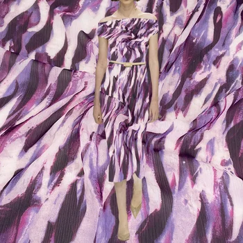 Приятная для кожи, мягкая и драпирующаяся Фиолетовая картина маслом, Паракорд, шифоновая ткань, платье со сливовым соусом, ткани из жоржета