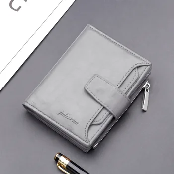 Ретро мужской кошелек, короткий многослойный держатель для карт из мягкой кожи PU с застежкой-молнией, вертикальный женский кошелек для монет