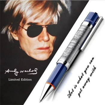 Роскошная ограниченная серия шариковых ручек Andy Warhol MB с уникальными рельефами, Цельнометаллическая ручка для письма, заправочная ручка с серийным номером