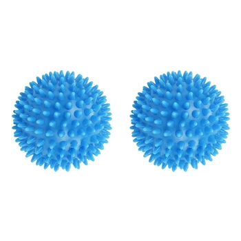 2 массажных шарика с шипами, жесткий стресс-мяч 7,5 см для занятий фитнесом (небесно-голубой)