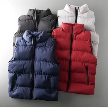 2023 Высококачественные брендовые пальто, жилет, мужские осенне-зимние повседневные удобные однотонные куртки из утолщенного хлопка без рукавов Y19