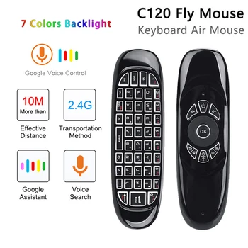 Мини-клавиатура Air Mouse Беспроводная 2,4 ГГц-телевизор, ПК, игровой USB-приемник с подсветкой, пульт дистанционного управления Черный