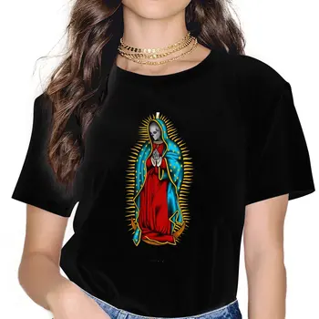 Женская футболка Black Arts, топы с мексиканским черепом Санта Муэрте, забавные футболки с коротким рукавом и круглым вырезом, классические футболки