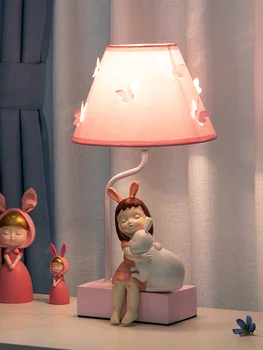 Настольная лампа принцессы из мультфильма милый кролик прикроватная тумбочка для детской спальни теплое украшение ночник