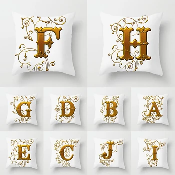 Простой креативный узор с золотыми буквами, Наволочка для украшения дивана в гостиной, Подушка, Наволочка 45X45 см