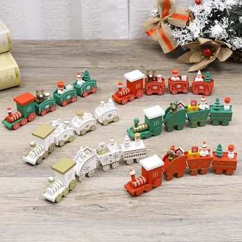 Рождественский поезд, расписанное деревянное рождественское украшение, Мини-поезд для рождественской елки, Рождественские украшения, Декор деревянного поезда на Рождество