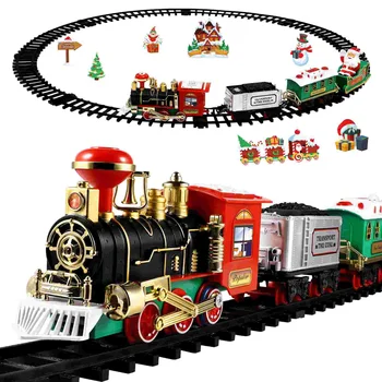 Набор рождественских поездов со светом и звуками, модель рождественского поезда для детских мини-игрушек 
