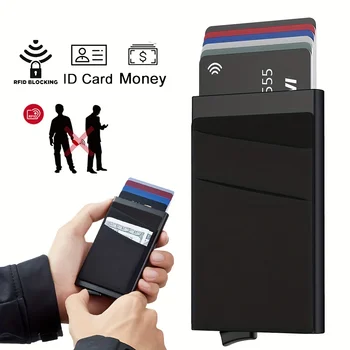 Новый мужской минималистичный дизайн, Противоугонная RFID-блокировка, всплывающее удостоверение личности, держатель кредитной карты, деловой кошелек