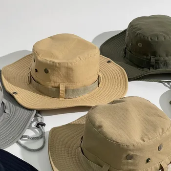 Летняя уличная шляпа рыбака, солнцезащитная шляпа для кемпинга, Рыболовный карабин, защита от солнца