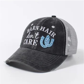 Новая джинсовая мужская бейсболка в стиле ретро с вышитым алфавитом, сетчатая шляпа, уличная дышащая шляпа с плоскими полями, солнцезащитная кепка для рыбалки