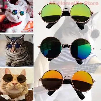 Очки для домашних собак, солнцезащитные очки для кошек, Винтажные Круглые очки для ношения на глазах, Реквизит для фотографий Щенка и Котенка, Аксессуары для вечеринок, товары для домашних животных