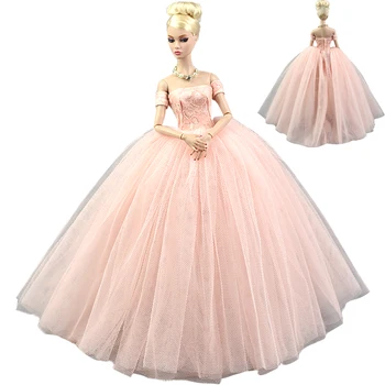 NK 1 Комплект 30 СМ Принцесса Благородное Розовое Свадебное Платье Модная Юбка Праздничная Одежда Для Куклы Барби Аксессуары Ребенок Девочка Подарочная Игрушка