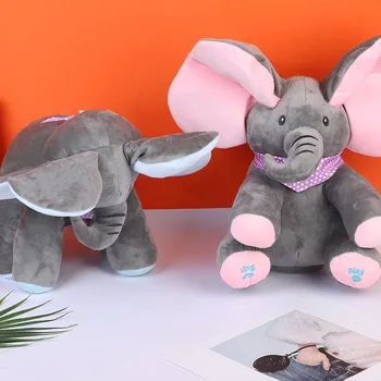 Электрическая плюшевая игрушка Peekaboo Elephant, кукла, застенчиво прикрывающая глаза