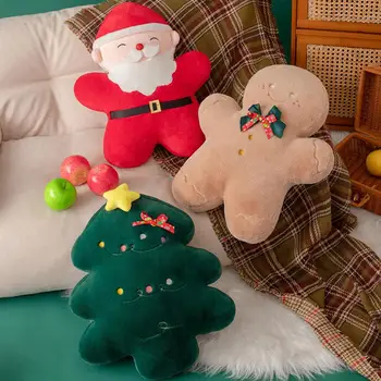 Плюшевая игрушка-подушка Санта-Клауса, Очаровательный внешний вид, Яркие выражения, Полностью заполненное Снотворное, Рождественская Елка, Плюшевая игрушка, Украшение для дивана.