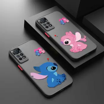 Disney Stitch Angel Love Heartbeat Матовый Чехол Для Xiaomi Redmi Note 11 12 12S 10 Pro 8 9 8T 11T 9S 10S 11S для Redmi 12 10 9 12C