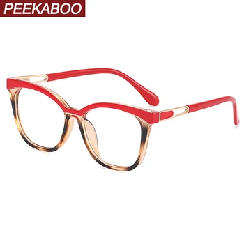 Прозрачные линзы Peekaboo, очки с голубым светом, кошачий глаз, TR90, большая оправа для очков, женские аксессуары, женский розовый леопард, высокое качество