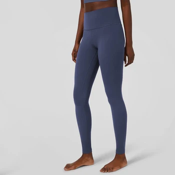 Lu Align With Logo Штаны для йоги, теплые флисовые спортивные леггинсы с высокой талией, 28-дюймовые женские колготки для фитнеса, Спортивная одежда для женского спортзала