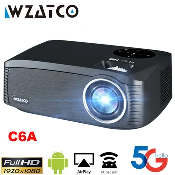 WZATCO C6A 300 дюймов Android WIFI Smart 4K Full HD 1920*1080P светодиодный проектор Beamer 6D Keystone Домашний Кинотеатр плеер игровой Проектор