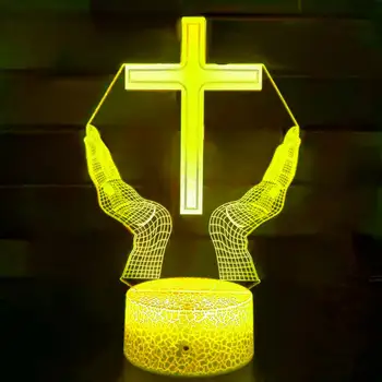 3D Ночник с Крестом Иисуса для друзей, Рождественский Пасхальный Декор комнаты, подарки, Распятие, Оптическая иллюзия, Настольная лампа, ночник