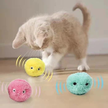Интерактивный мяч, умные игрушки для кошек, Плюшевая электрическая игрушка для дрессировки кошачьей мяты, Котенок, игрушка для домашних животных с сенсорным звуком, Игрушечный мяч для писка