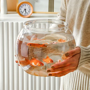 Прозрачный Круглый Аквариум для рыб, Мини-Пластиковые Контейнеры, Аквариум, Канцелярские принадлежности для домашних животных, Прозрачное стекло Betta Fishbowl