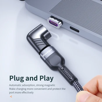 Essager 100 Вт Магнитный Адаптер USB Type C Type-C Штекерный К USB C Гнездовому Магнитному Разъему Для Mackbook Pro Huawei USB-C